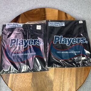Players Boxer Shorts & Tank Top Set Men's 3XL Black Luxurious Nylon Knit‎